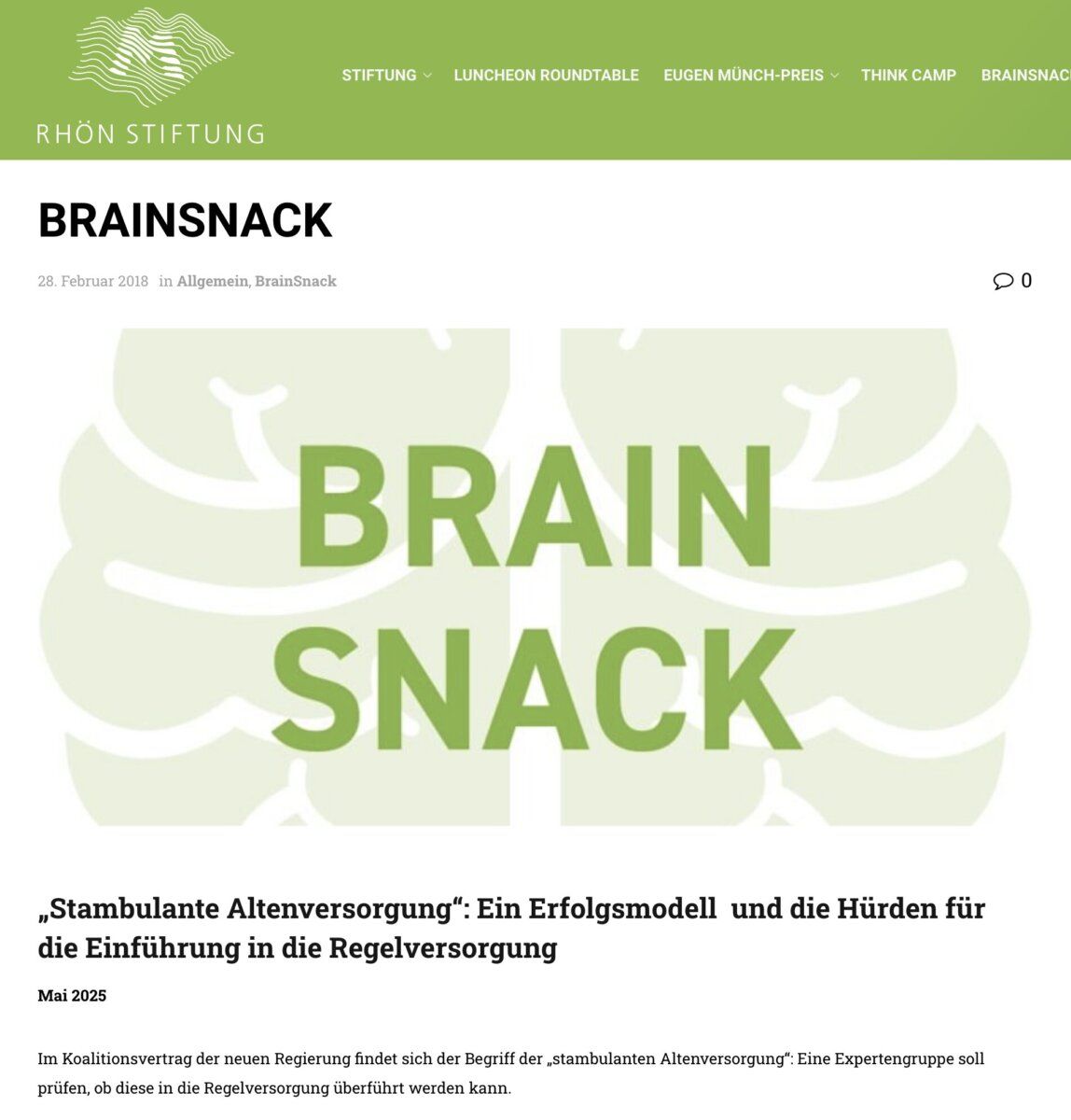 Podcast Rhön Stiftung. Thema Stambulant