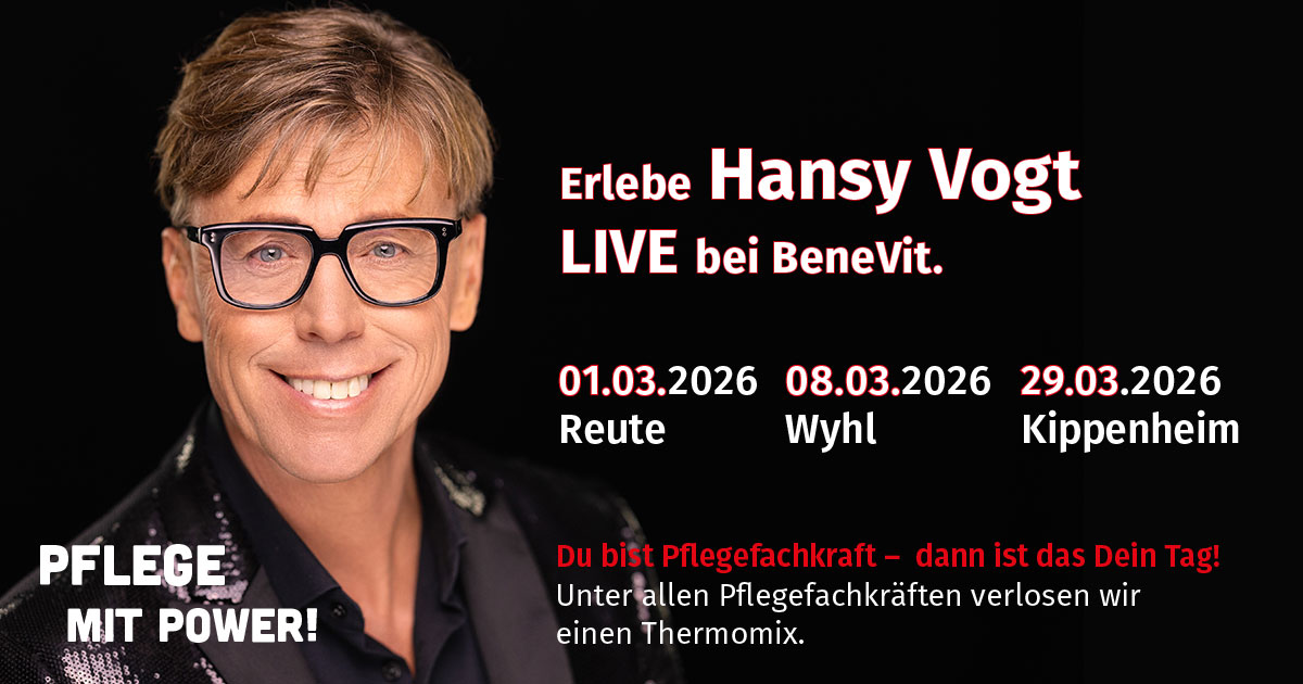 Hansy Vogt LIVE bei BeneVit Hansy Vogt ist begeistert vom Hausgemeinschaftskonzept. Veranstaltung für alle Pflegefachkräfte.